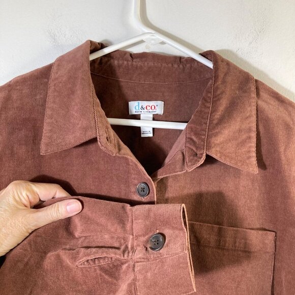 Womens Denim & Co Corduroy Shacket Jacket Brown XL Cotton Spandex - Picture 3 of 7